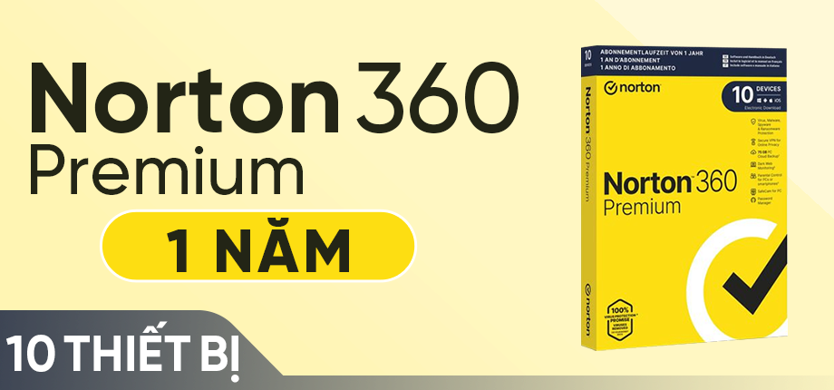 Norton 360 Premium 1 năm (10 thiết bị)